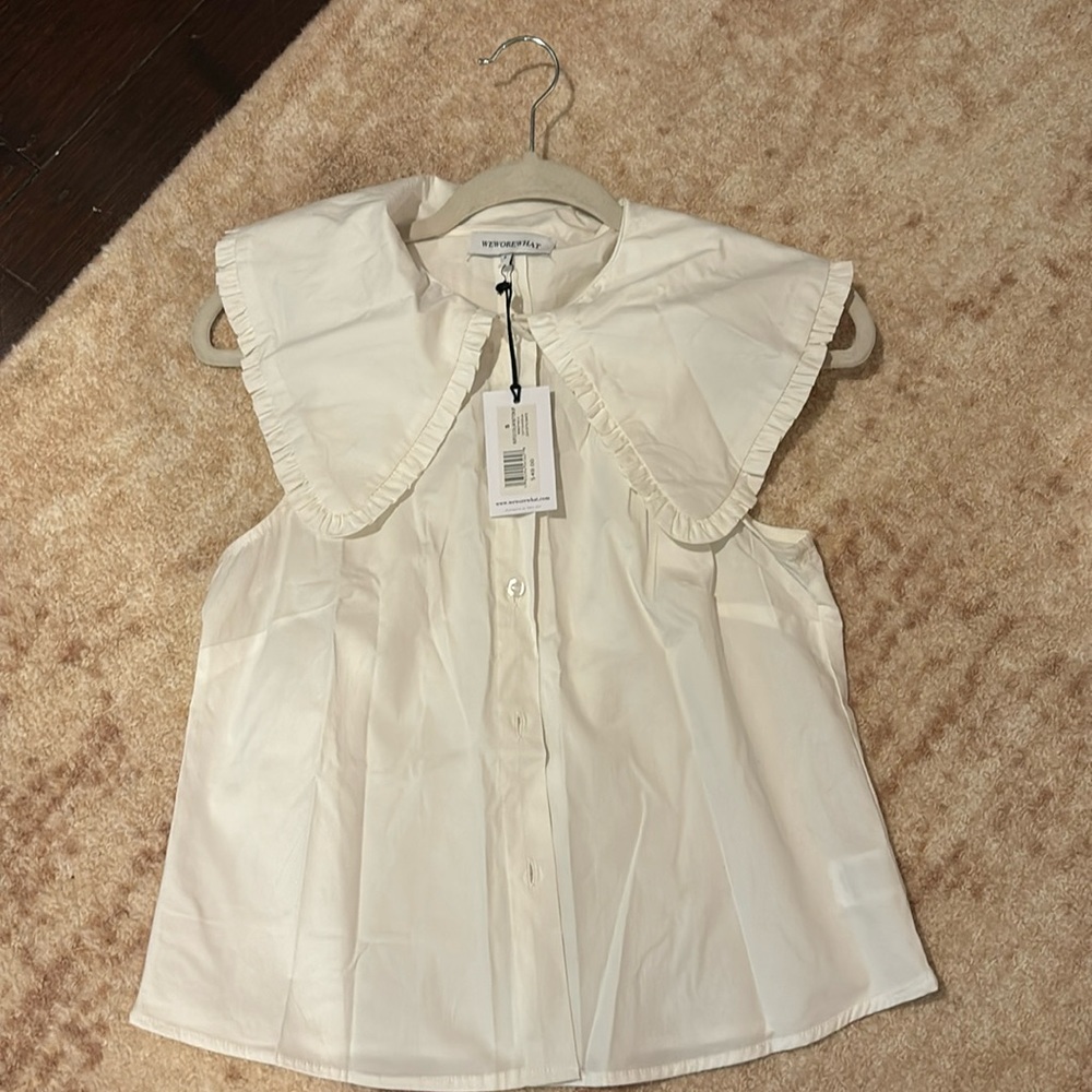 NEW WeWoreWhat Ruffle Collar Button Up